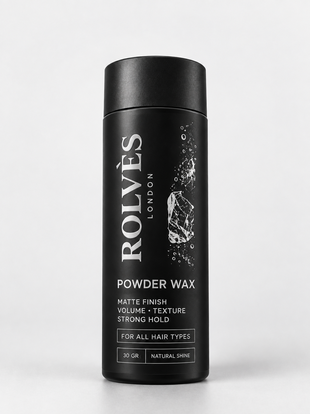 ROLVES Power Wax 30 g pudra wax, siyah şişenin ön görünümü
